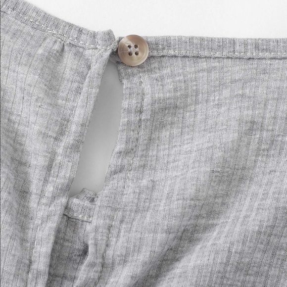 Ribbed Drawstring Waist Keyhole Jumpsuit Grey - Picture 3 of 5